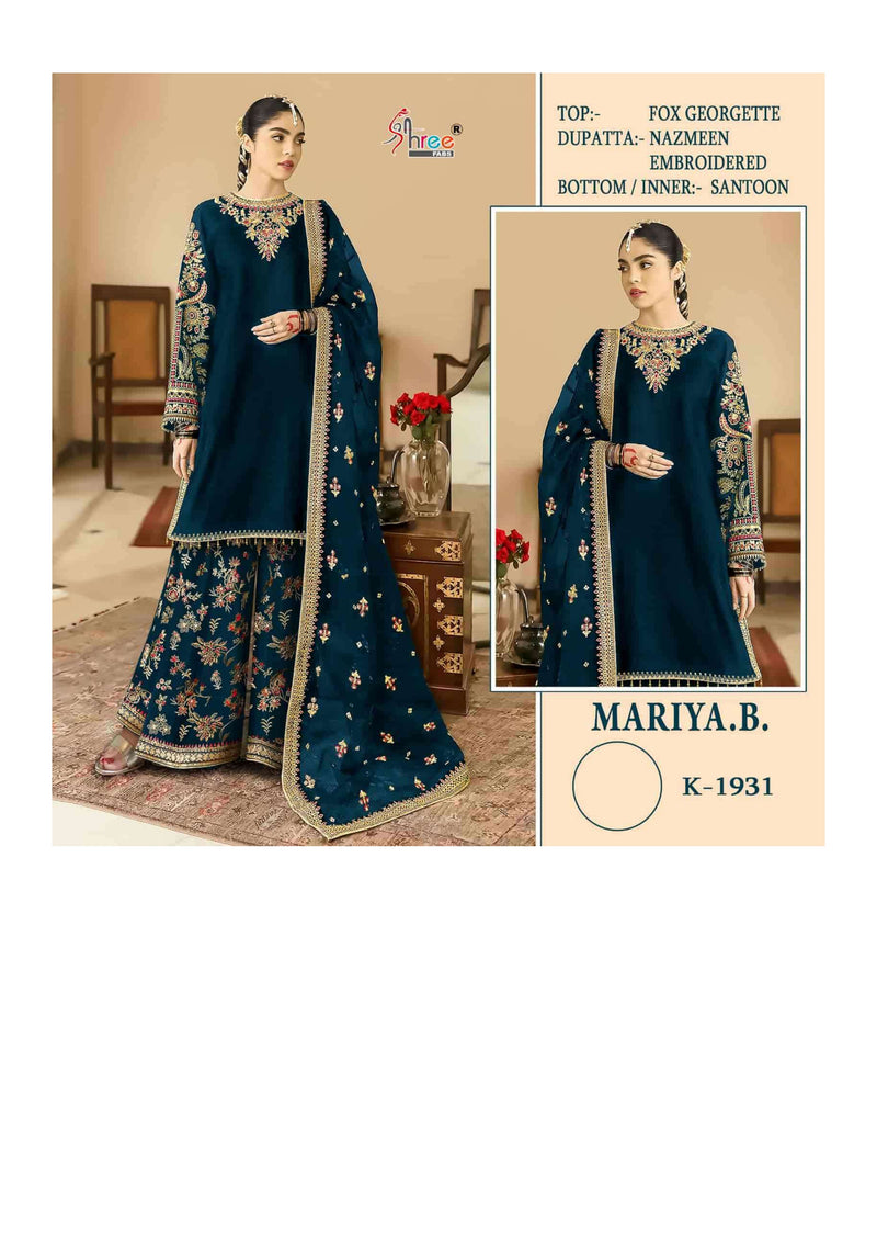 Shree Fabs Mariya B 1931 Colors Georgette Embroidered Pakistani Style Salwar Suit