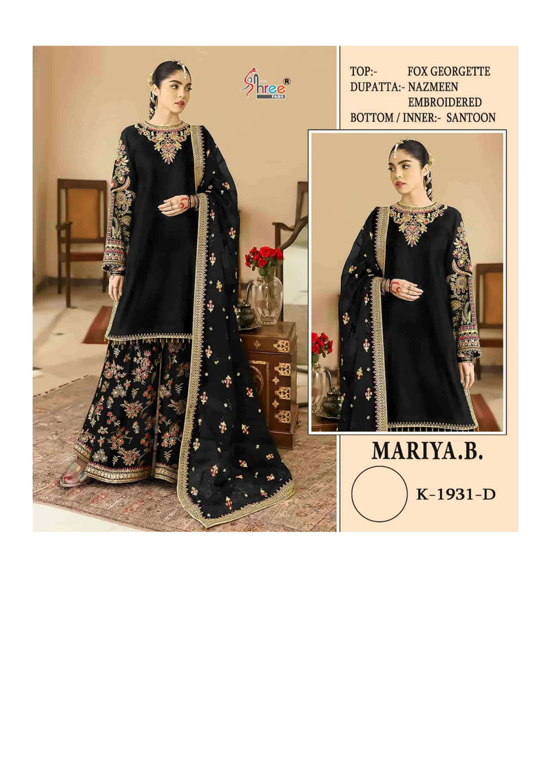 Shree Fabs Mariya B 1931 Colors Georgette Embroidered Pakistani Style Salwar Suit