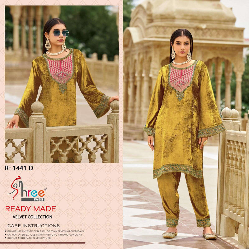 Shree Fabs R 1441 Viscose Velvet Kashmiri Work Designer Pret Kurti Set