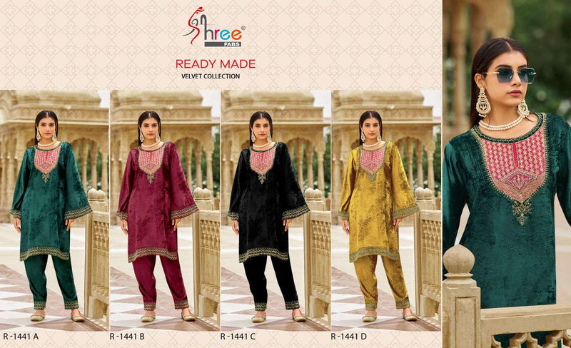 Shree Fabs R 1441 Viscose Velvet Kashmiri Work Designer Pret Kurti Set