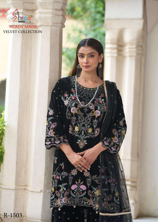 Shree Fabs R 1503 Velvet Designer Wedding Wear Pret Suit Collection