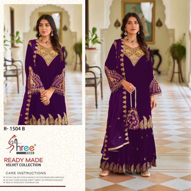 Shree Fab R 1504 Velvet Kashmiri Tilla Designer Party Wear Pret Suit Collection