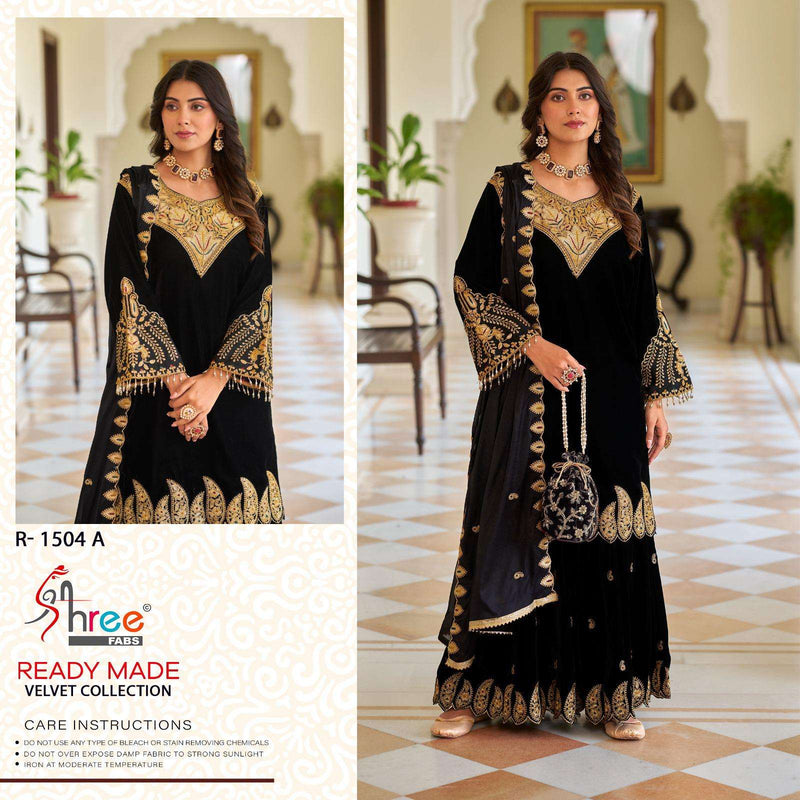 Shree Fab R 1504 Velvet Kashmiri Tilla Designer Party Wear Pret Suit Collection