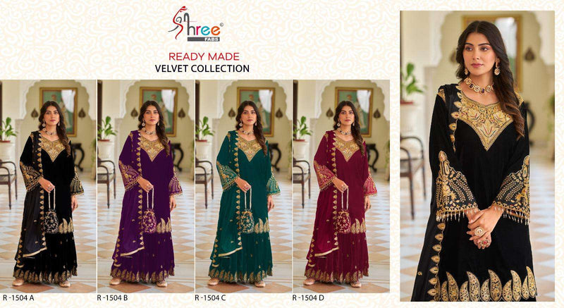 Shree Fab R 1504 Velvet Kashmiri Tilla Designer Party Wear Pret Suit Collection