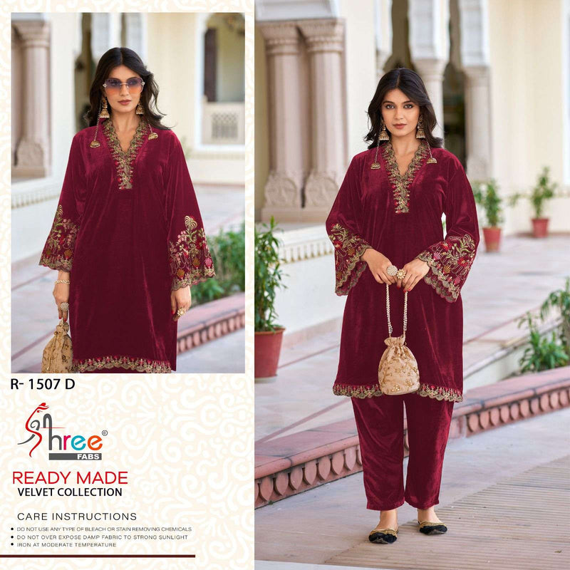 Shree Fab R 1507 Velvet Designer Pret Kurti Pant Set