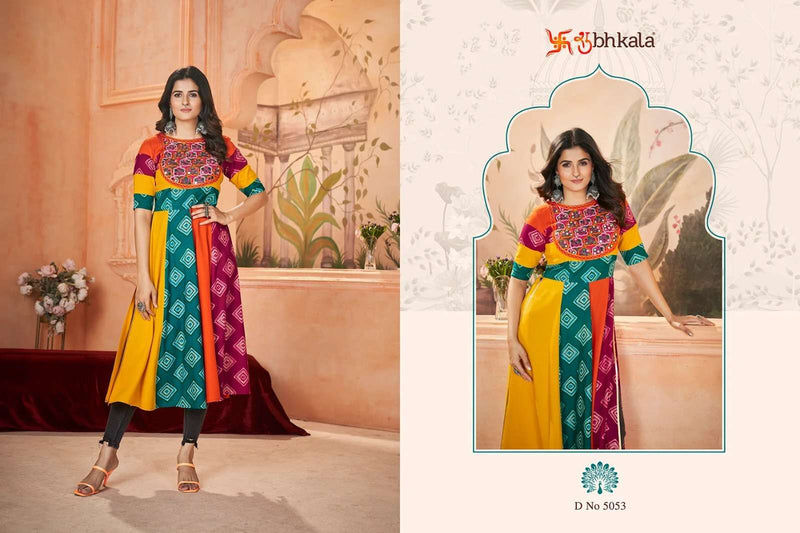 Shubhkala Flory Vol 49 Rayon Embroidered Work Navratri Festival Wear Lehenga