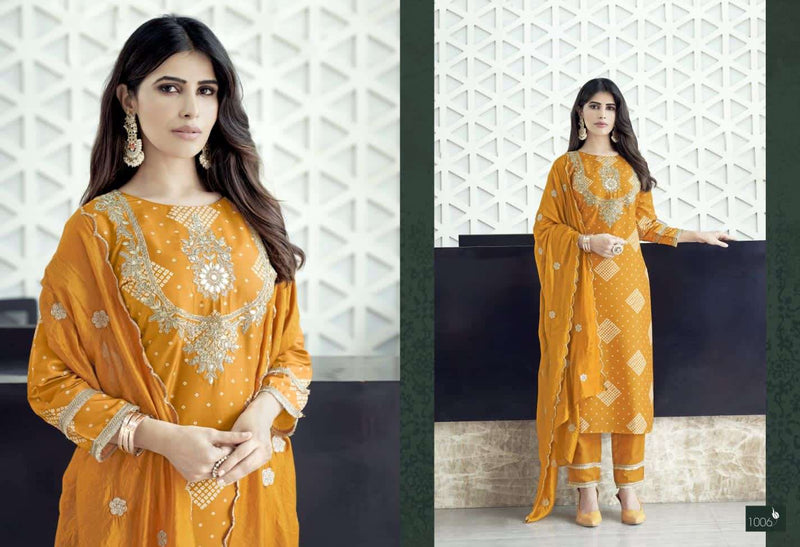 Sweety Fashion Slice Chinon Silk Bandhej Print Casual Wear Kurti Pant Dupatta Set