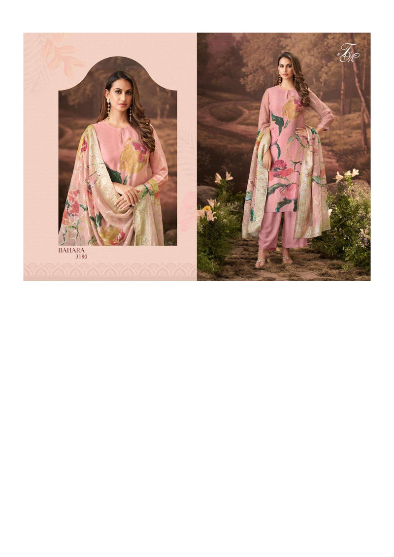 T And M Designer Bahara Organza Rose Digital Print Handwork Salwar Kameez