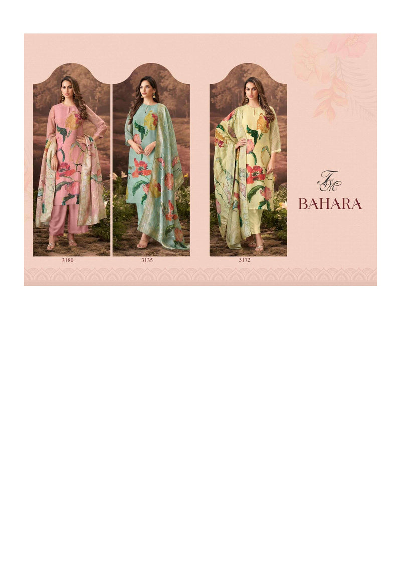 T And M Designer Bahara Organza Rose Digital Print Handwork Salwar Kameez