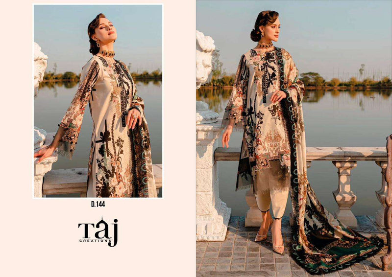 Taj Creations Design No 144 Cotton Print Heavy Embroidery Salwar Suit