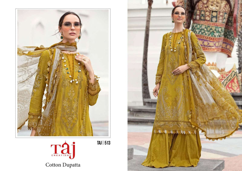 Taj Creations Design No 513 Cotton Heavy Embroidery Fancy Salwar Kameez