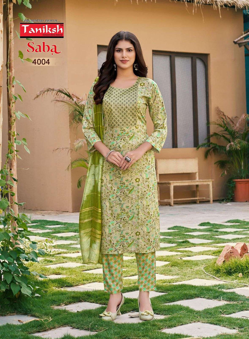 Taniksh Saba Vol 4 Rayon Foil Print With Embroidery Work Kurti Combo Set