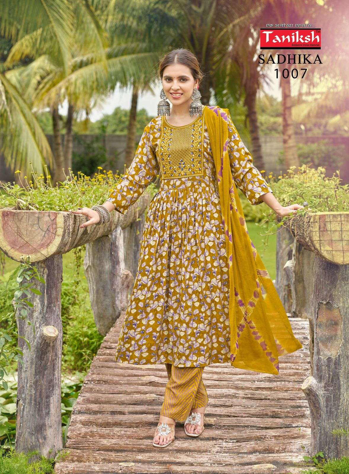 Taniksh Sadhika Rayon Print Embroidery Work Daily Wear Kurti Pant Dupatta Set