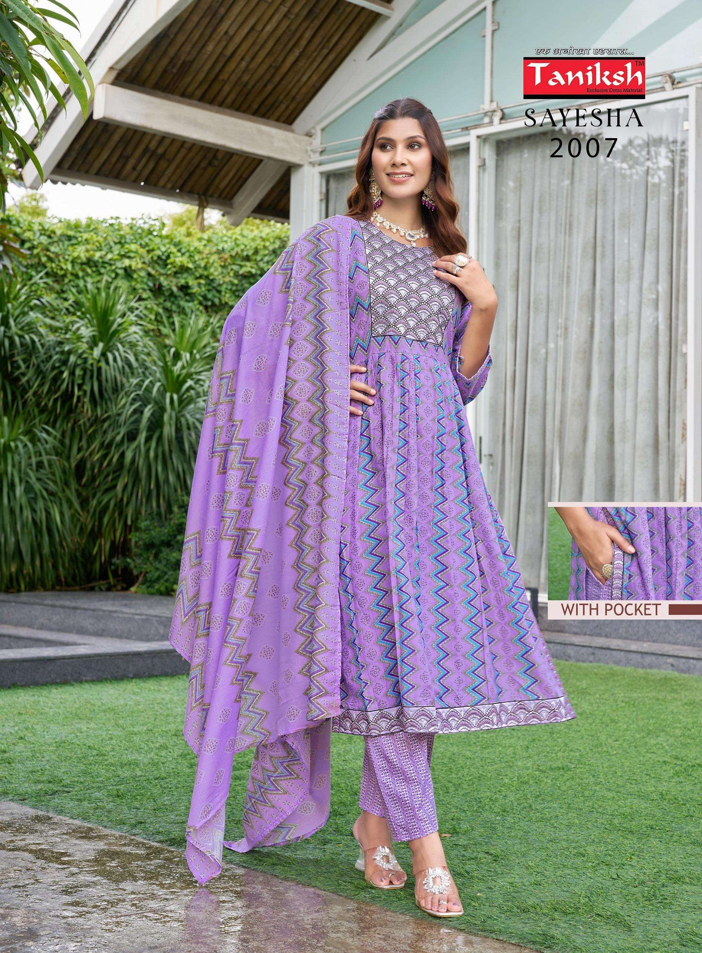 Taniksh Sayesha Vol 2 Cotton Embroidery Nyra Cut Kurti Pant Dupatta Set