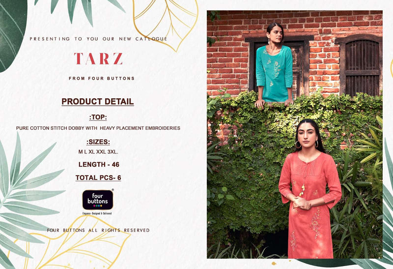 Tarz By Four Buttons Cotton Summer Special Kurti