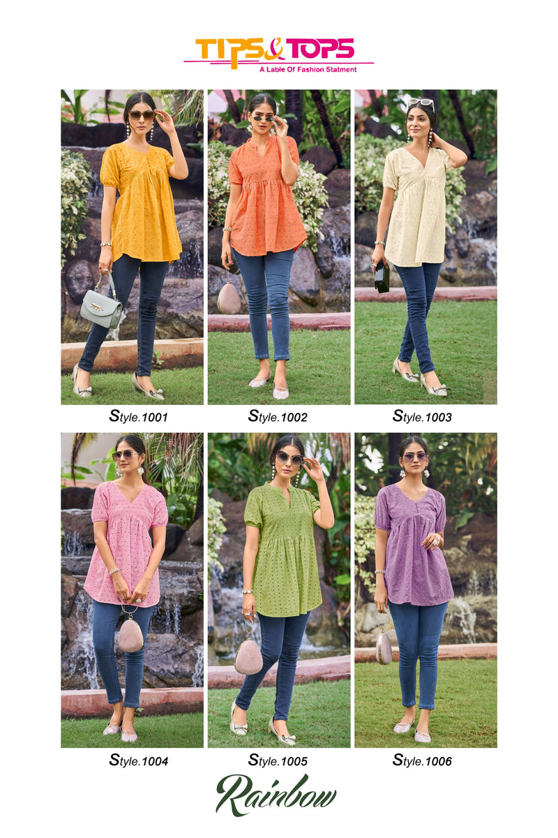 Tips And Tops Rainbow Cotton Fancy Trending Short Top Collection