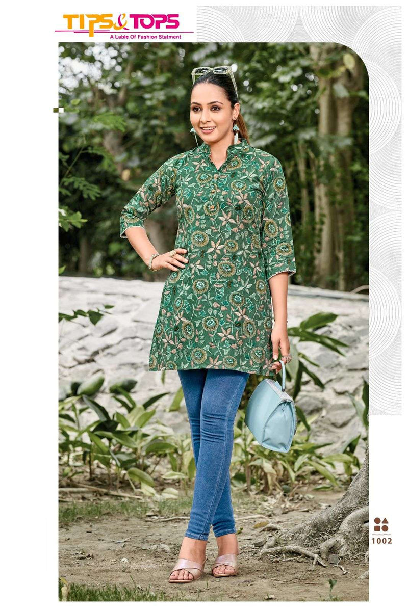 Tips And Tops Victoria Vol 3 C Otton Print Short Kurti