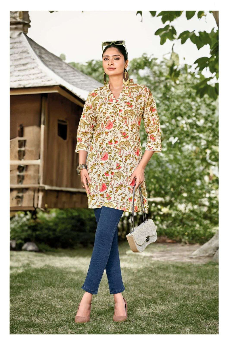 Tips And Tops Victoria Vol 3 C Otton Print Short Kurti