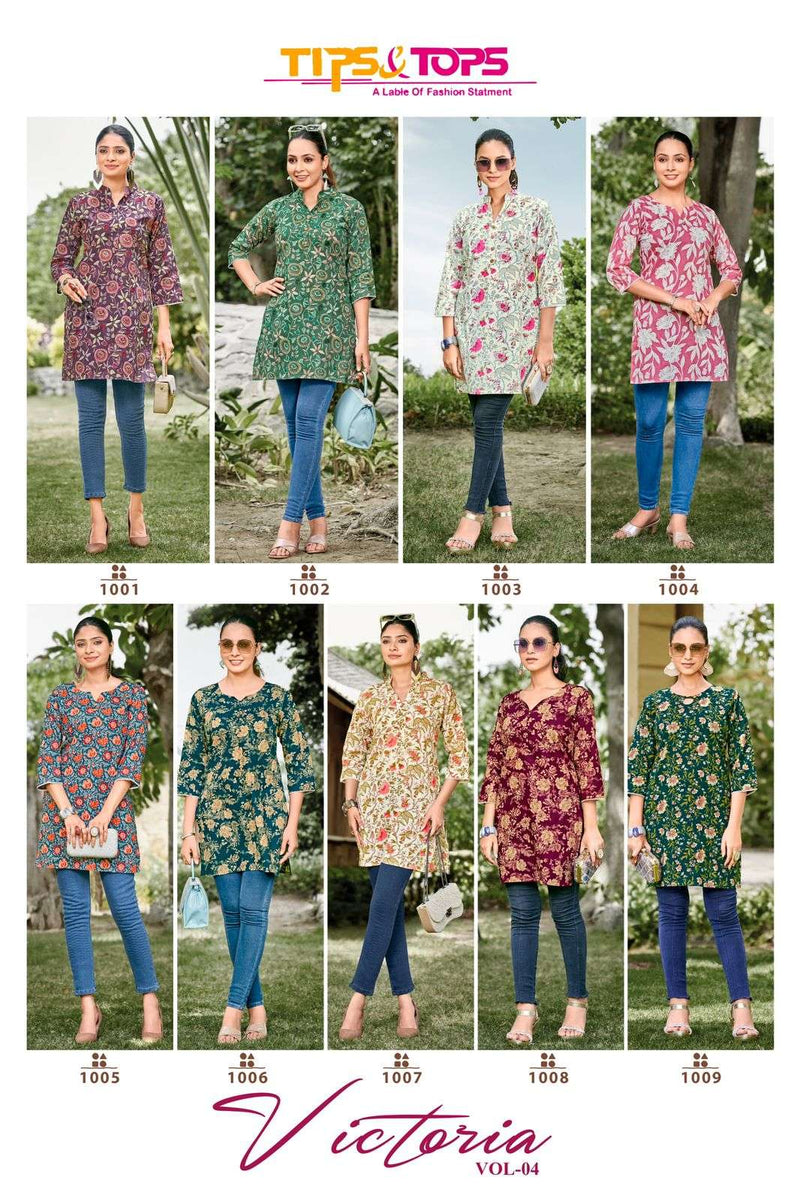 Tips And Tops Victoria Vol 3 C Otton Print Short Kurti