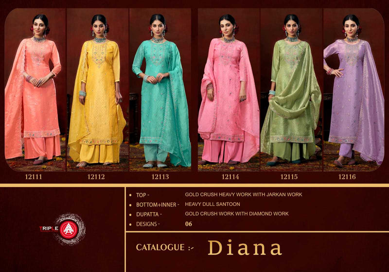 Triple A Diana Gold Crush Heavy Work Designer Salwar Kameez