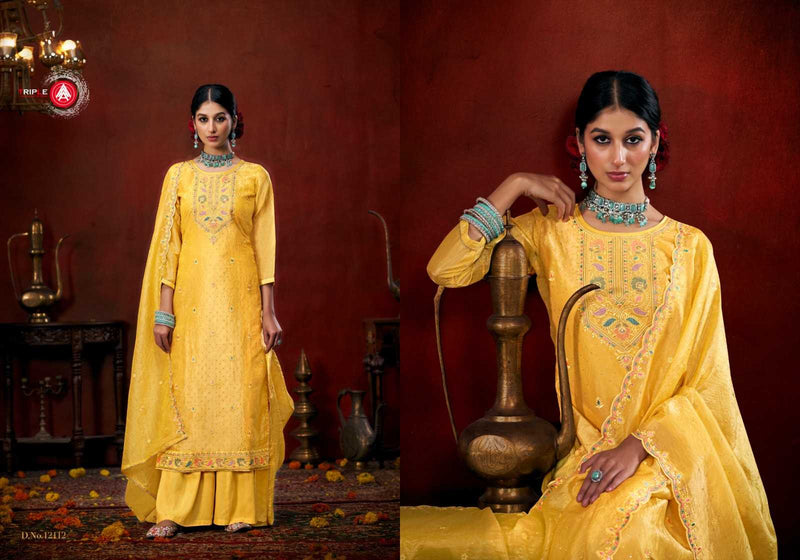 Triple A Diana Gold Crush Heavy Work Designer Salwar Kameez