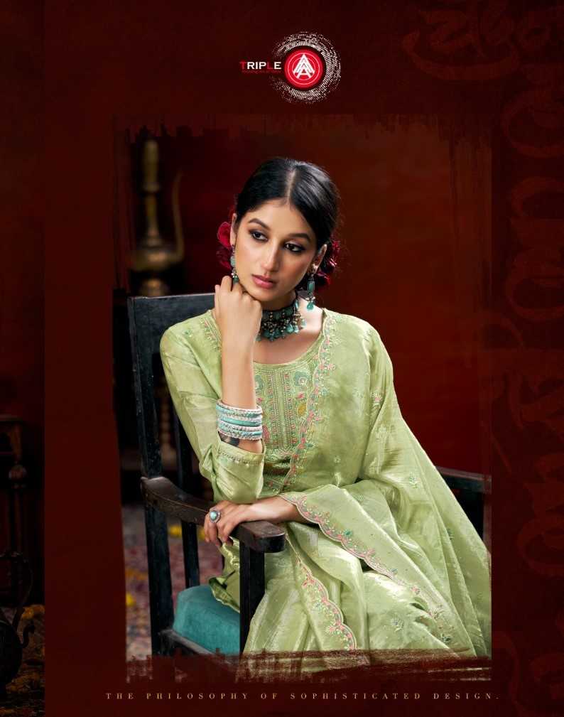 Triple A Diana Gold Crush Heavy Work Designer Salwar Kameez