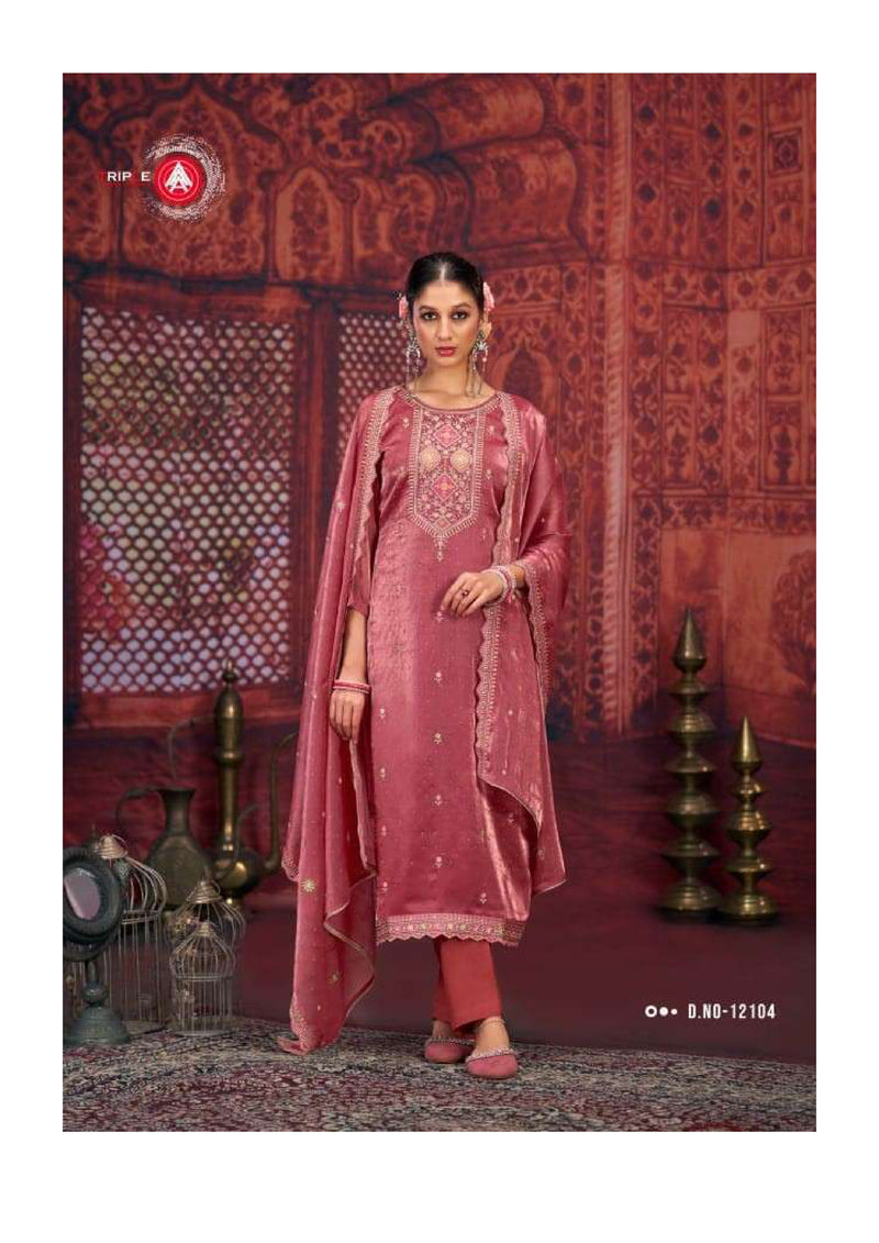 Triple Aaa Scarlet Silk Heavy Diamond Work Designer Salwar Suit