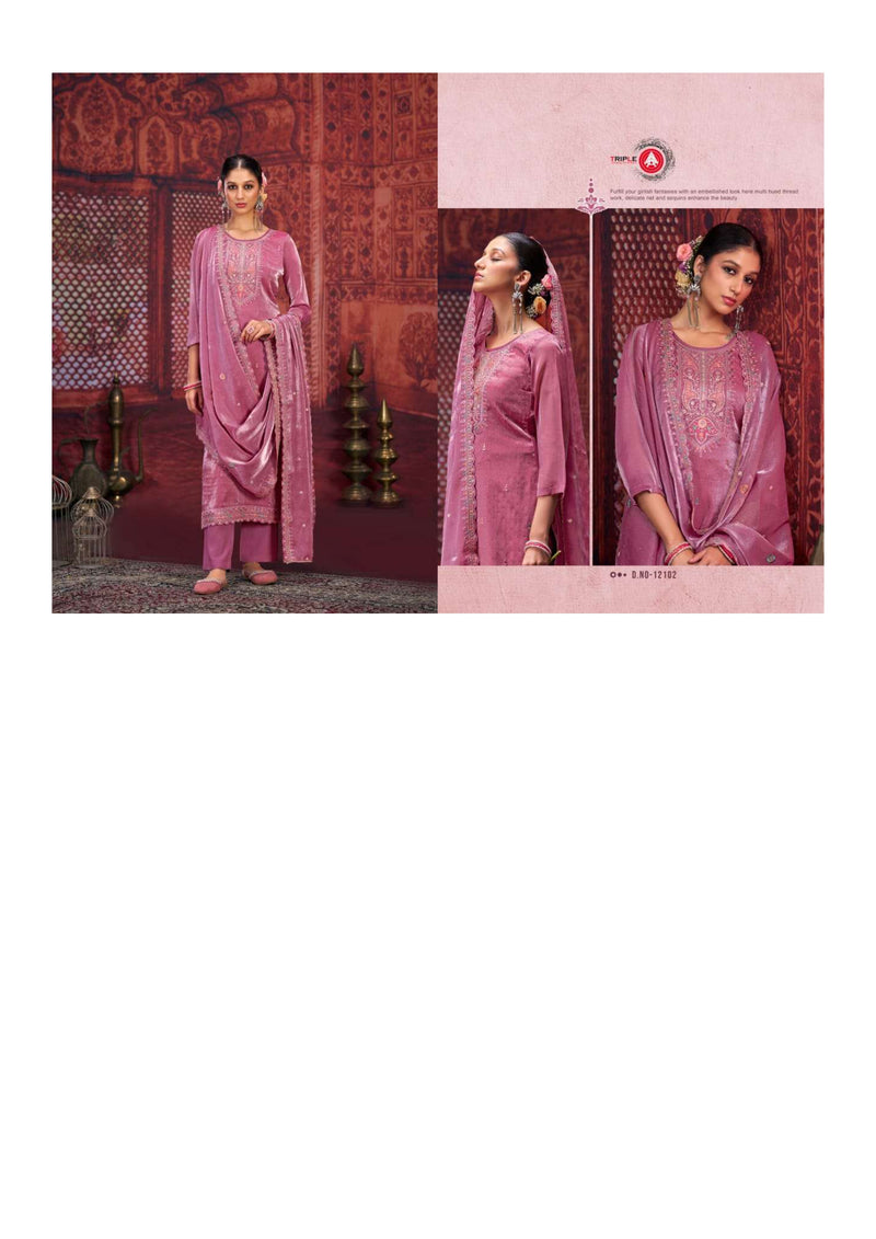 Triple Aaa Scarlet Silk Heavy Diamond Work Designer Salwar Suit