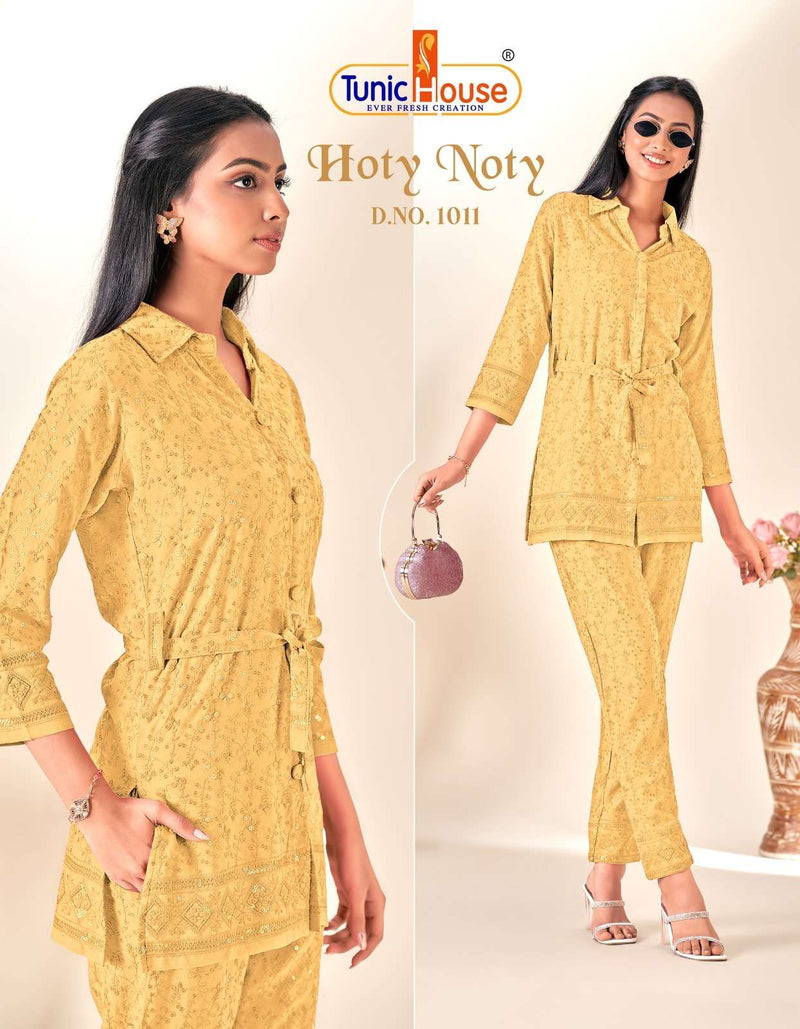 Tunic House Hoty Noty Rayon Fully Shiffly Sequince Work Heavy Co Ord Set Collection