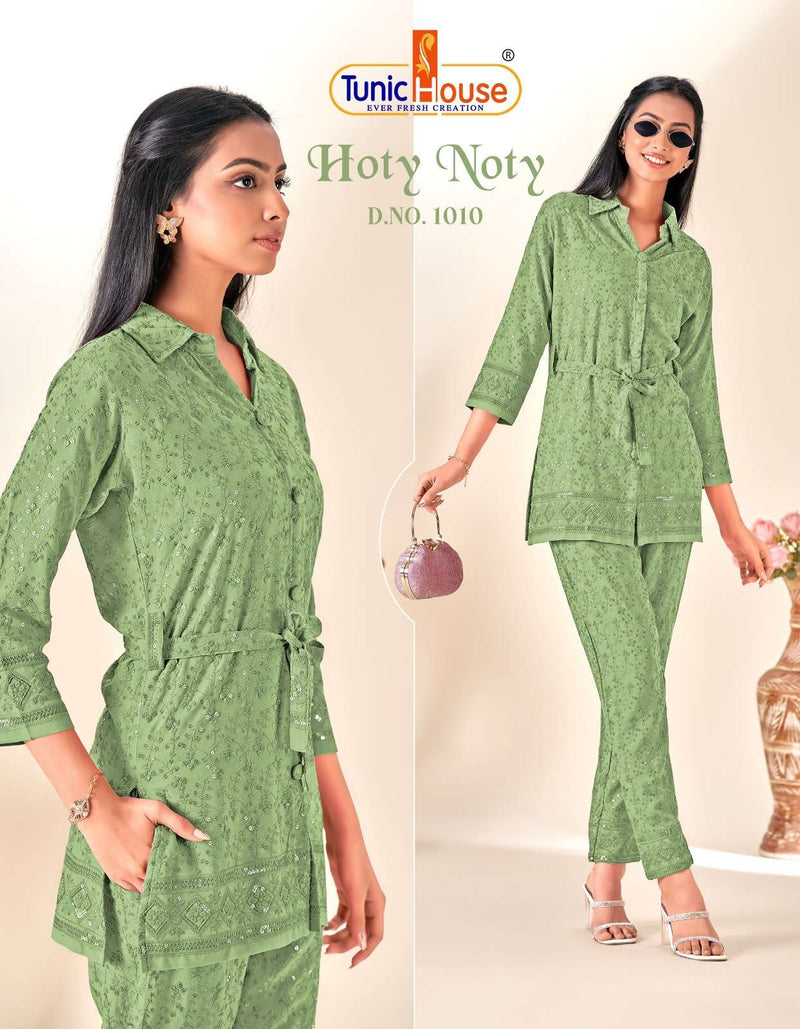 Tunic House Hoty Noty Rayon Fully Shiffly Sequince Work Heavy Co Ord Set Collection