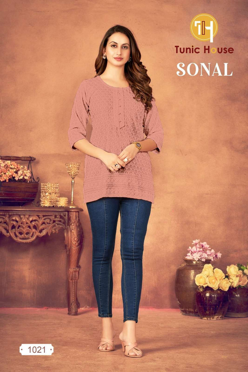 Tunic House Sonal Viscous Rayon Fully Chikankari Work Short Top Daily Wear Kurti