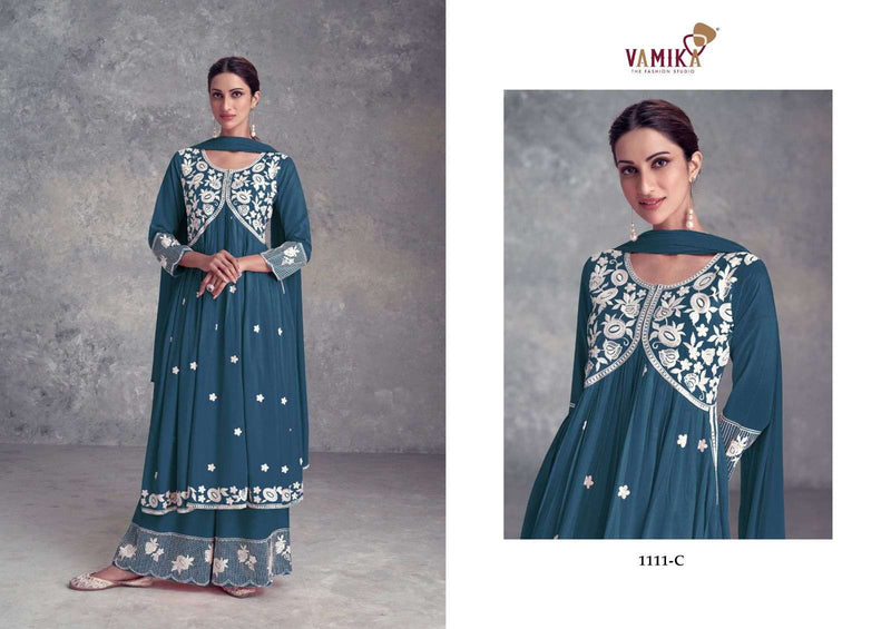 Vamika Aadhira Vol 9 Dark List Rayon Viscos Heavy Lakhnawi Embroidery Nyra Cut Kurti Combo Set