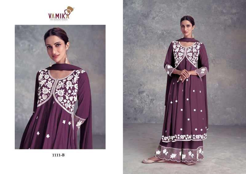 Vamika Aadhira Vol 9 Dark List Rayon Viscos Heavy Lakhnawi Embroidery Nyra Cut Kurti Combo Set