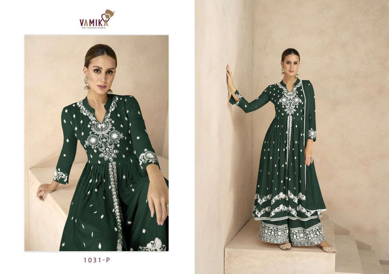 Vamika Lakhnavi Vol 6 Platinum Rayon White Thread Heavy Party Wear Kurti With Pant Dupatta Set