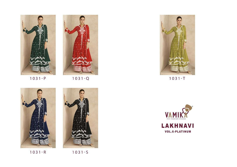 Vamika Lakhnavi Vol 6 Platinum Rayon White Thread Heavy Party Wear Kurti With Pant Dupatta Set