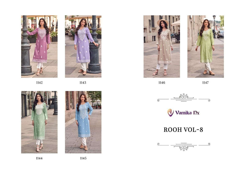 Vamika Nx Rooh Vol 8 Rayon Lakhnawi Casual Wear Kurt Pant Collection