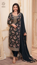 Pahal Hit List by Kuleesh Chinon Digital Print & Embroidered Dress Material