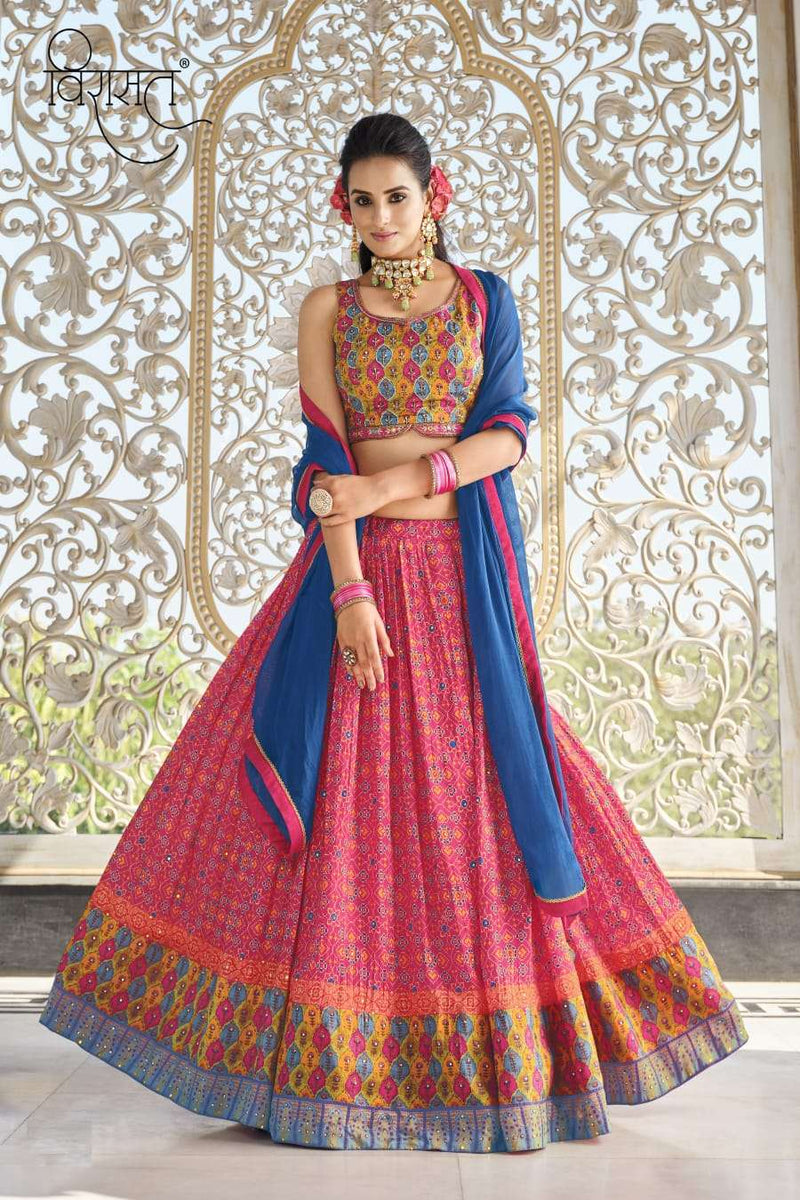 Virasat Chinon Sequence Embroidery Work Ready Made Lehenga Choli Collection