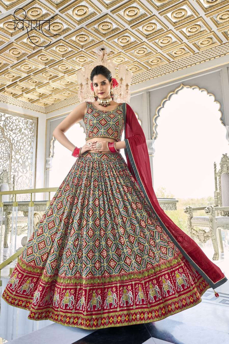 Virasat Chinon Sequence Embroidery Work Ready Made Lehenga Choli Collection