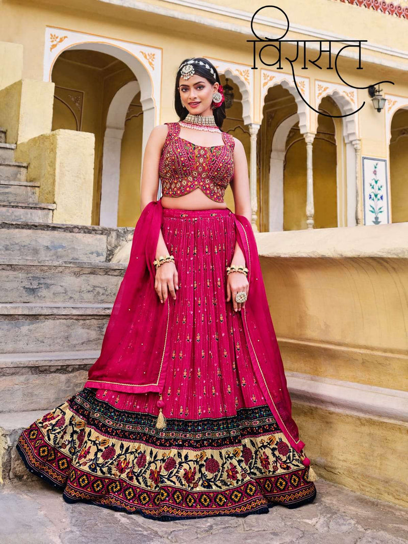 Virasat Titliya Chinon Sequence Embroidery Work Wedding Wear Lehenga Collection