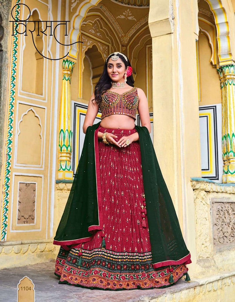 Virasat Titliya Chinon Sequence Embroidery Work Wedding Wear Lehenga Collection