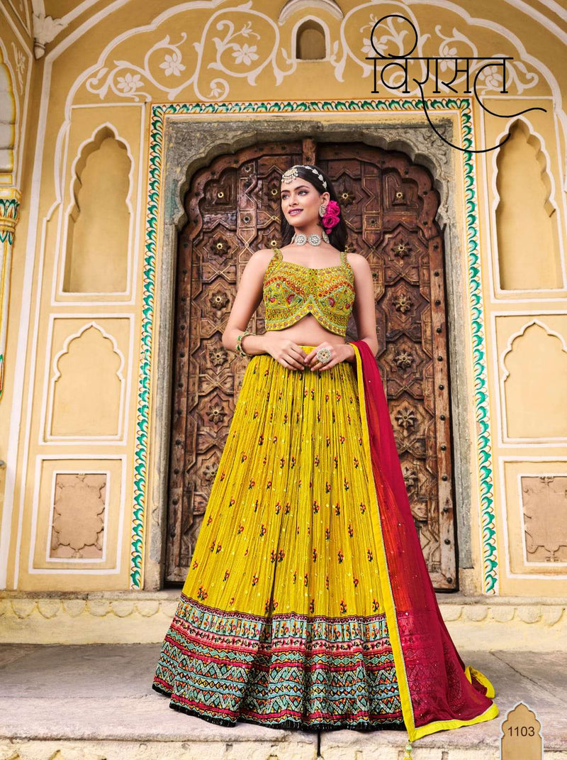 Virasat Titliya Chinon Sequence Embroidery Work Wedding Wear Lehenga Collection