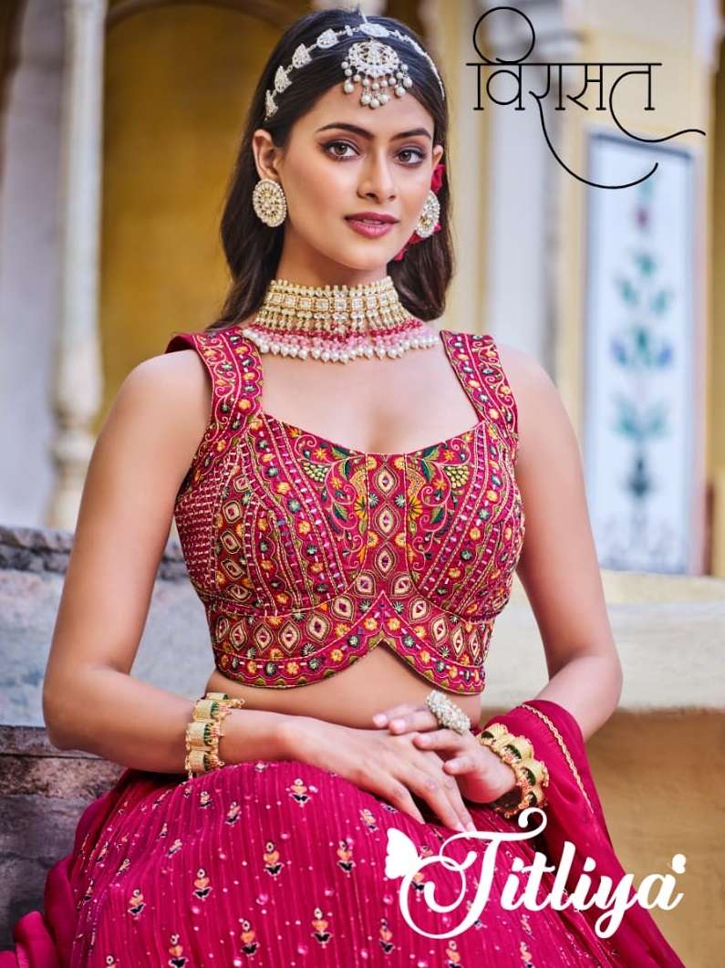 Virasat Titliya Chinon Sequence Embroidery Work Wedding Wear Lehenga Collection