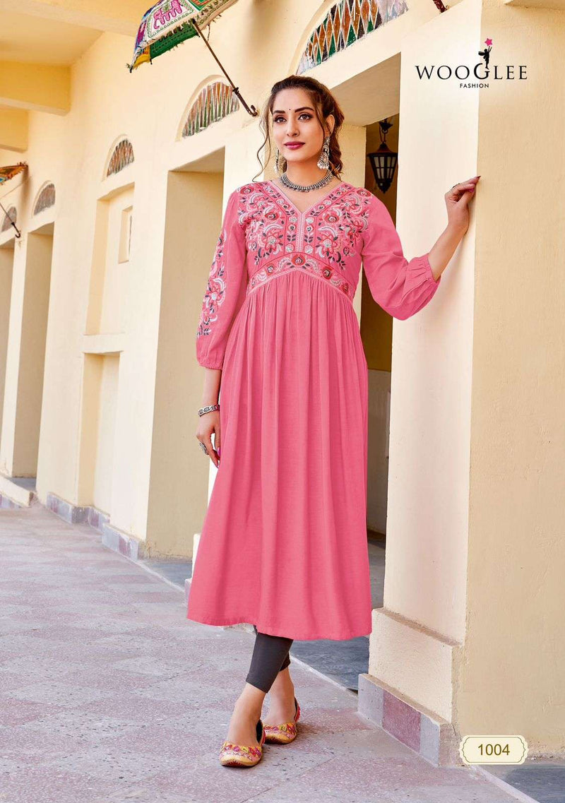 Wooglee Vedam Rayon Embroidary Handwork Casual Wear Beautiful Kurti