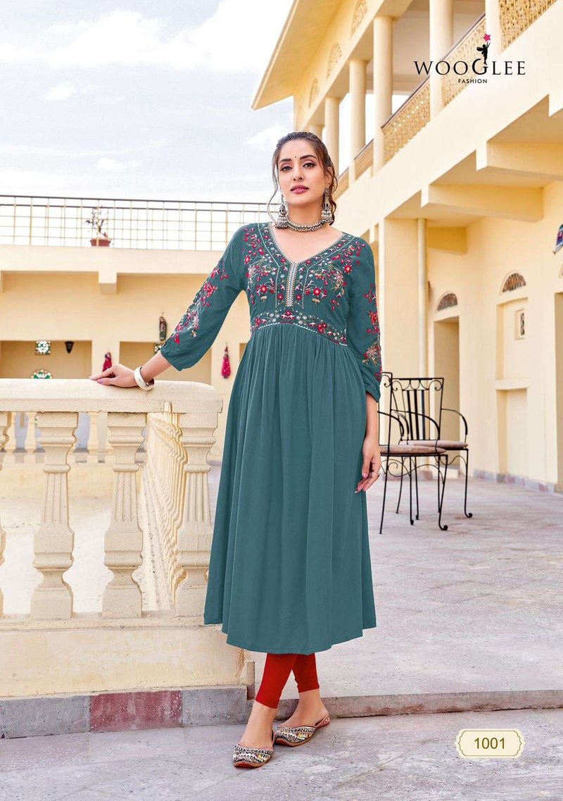 Wooglee Vedam Rayon Embroidary Handwork Casual Wear Beautiful Kurti