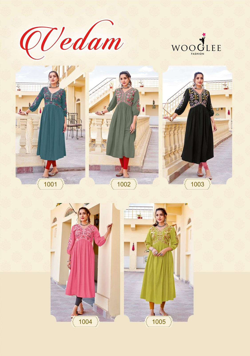 Wooglee Vedam Rayon Embroidary Handwork Casual Wear Beautiful Kurti