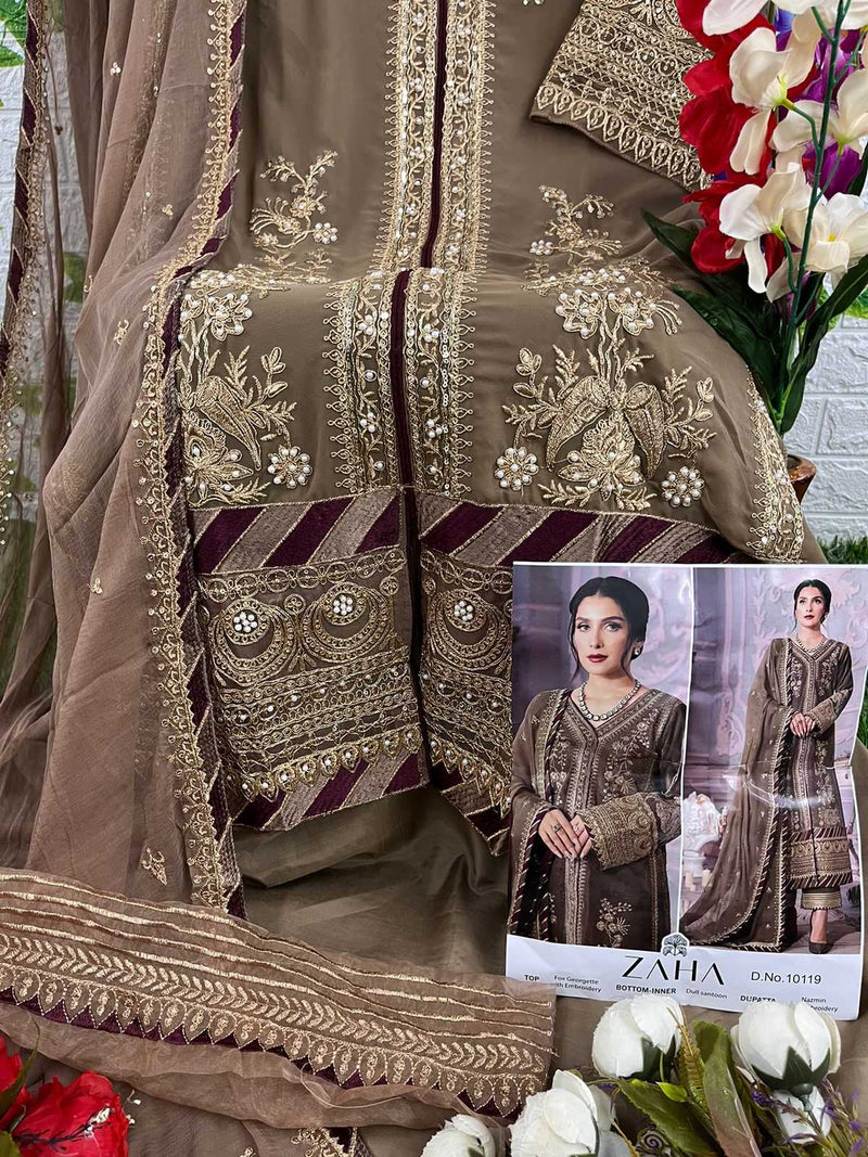 Zaha 10119 Georgette With Heavy Embroidered Designer Unstitched Salwar Kameez