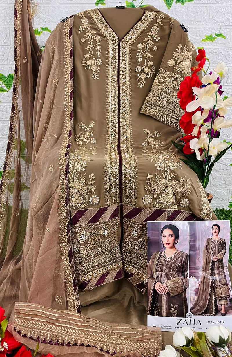 Zaha 10119 Georgette With Heavy Embroidered Designer Unstitched Salwar Kameez