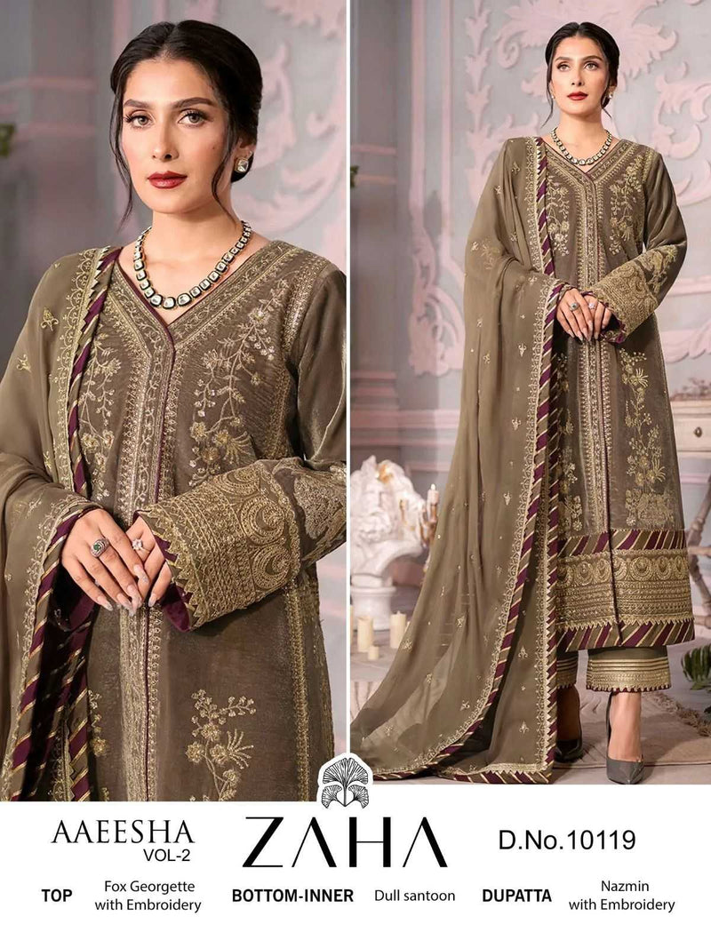 Zaha 10119 Georgette With Heavy Embroidered Designer Unstitched Salwar Kameez