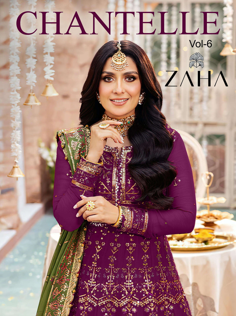 Zaha Chantelle Vol 6 Butterfly Net With Heavy Embroidered With Moti Design Wedding Wear Salwar Suit